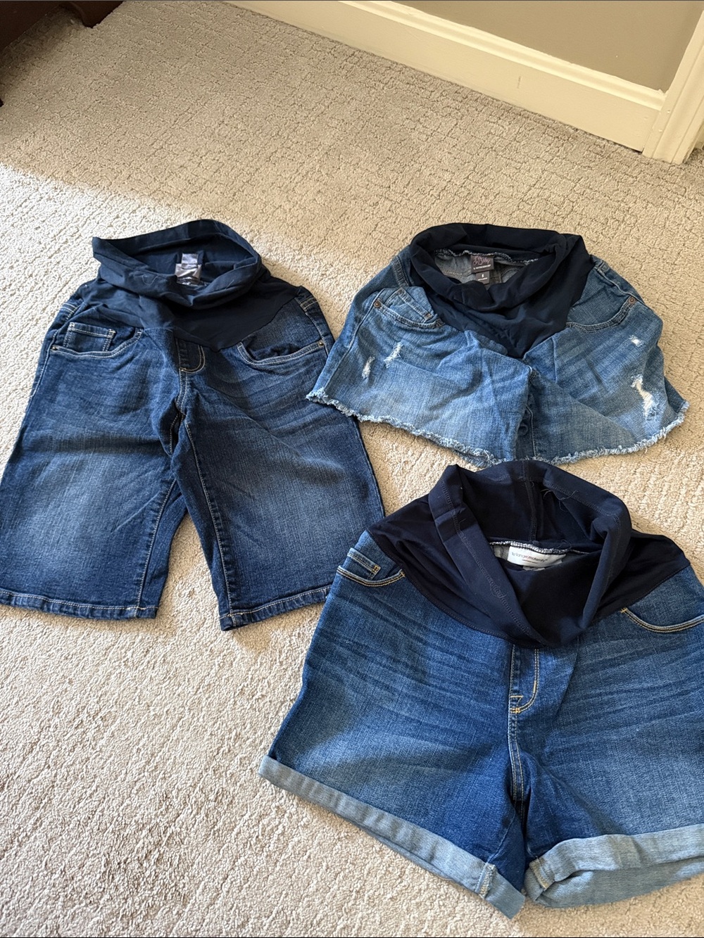 Maternity Denim Shorts with Stretch Waistband